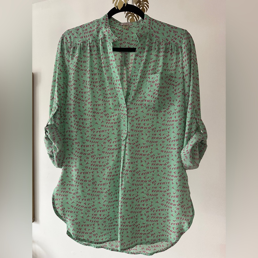 Pixley Pink Birds Print Top StitchFix Medium